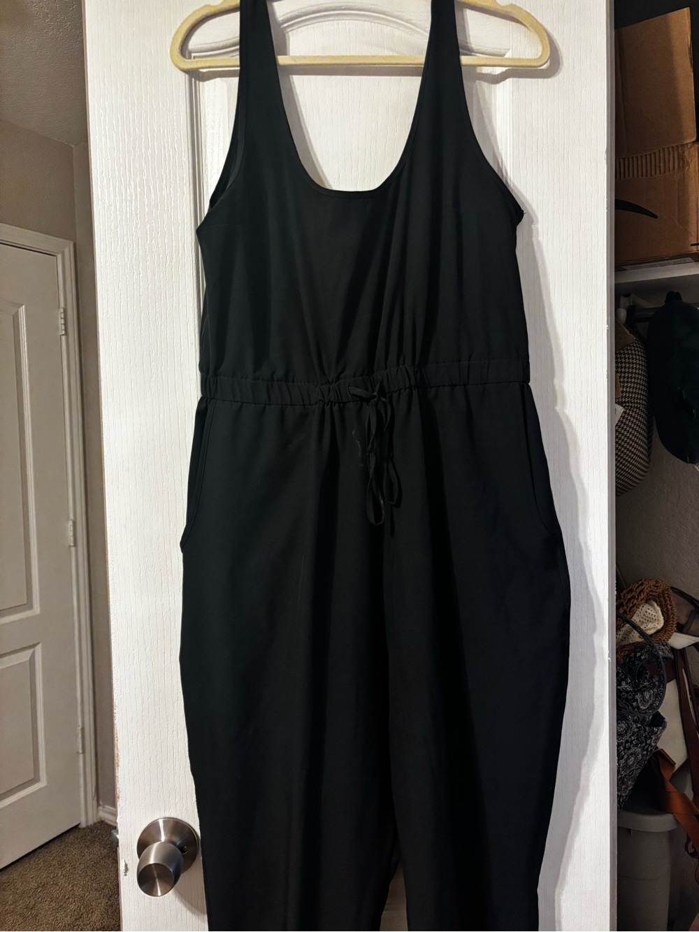 Abercrombie & Fitch Black Sleeveless Drawstring Waist Jumpsuit